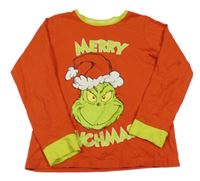 Červené pyžamové triko s Grinchem