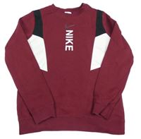 Vínovo-bielo-čierna mikina s nápisom Nike