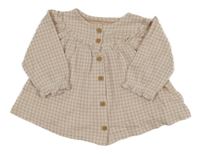 Svetlošedá -staroružová kockovaná blúzka s volánikmi George