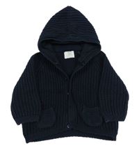 Tmavomodrý prepínaci sveter s kapucňou Next