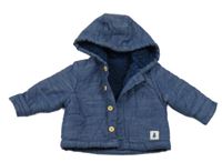 Tmavomodrá vzorovaná zateplená propínací mikina s kapucí Mothercare