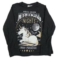 Antracitové melírované tričko s jednorožcom C&A