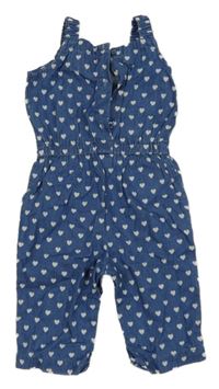 Modrý lehký kalhotový overal riflového vzhledu so srdiečkami Early Days