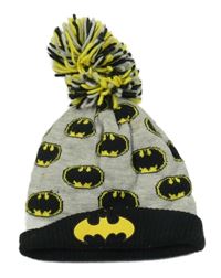 Šedo-černá čepice s logy Batmana a bambulí
