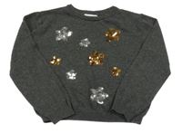 Tmavosivý sveter s hvězdami z flitrů Primark