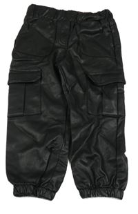 Čierne koženkové cargo cuff nohavice Matalan
