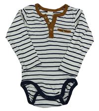 Bílo-tmavomodré pruhované body s knoflíky H&M