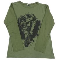 Khaki tričko s motorkářem Chapter Young