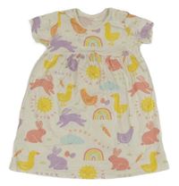 Smotanové bavlnené šaty s domácími zvířaty George