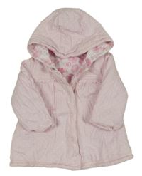 Světlerůžová puntíkatá zateplená propínací oboustranná mikina s kapucí George