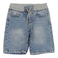 Světlemodré teplákové riflové kraťasy s úpletovým pasem Primark