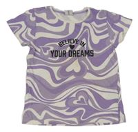 Fialovo-biele vzorované tričko s nápisom Page One Young