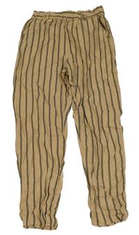 Hnedo-čierne pruhované ľahké nohavice H&M