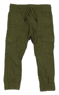 Khaki plátenné cargo cuff nohavice Primark