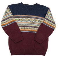 Tmavomodro-vínový sveter so vzorom Matalan