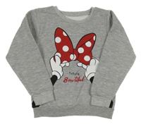 Sivá melírovaná mikina s mašlí - Minnie