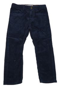 Tmavomodré menšestrové slim fit nohavice H&M