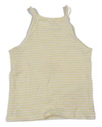 Bielo-žltý pruhovaný rebrovaný crop top F&F