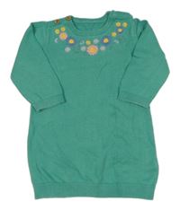 Zelené svetrové šaty s výšivkami květin M&S