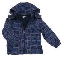 Tmavomodrá vzorovaná softshellová bunda s kapucí