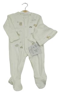 Nové - 2 set - smetanový overal se zvířátky + čepice George