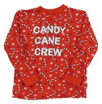 Červené vzorované vánoční pyžamové triko s nápisem