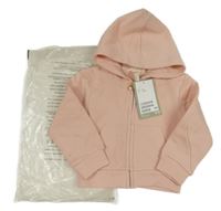 Nové - světlerůžová propínací crop mikina s kapucí H&M