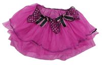 Tmavorůžová tylová sukně s mašlemi 