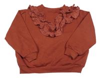 Mahagónovoá mikina s volánikmi H&M