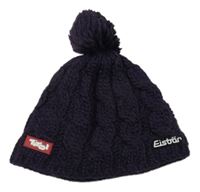 Fialová vzorovaná pletená čapica s brmbolcom