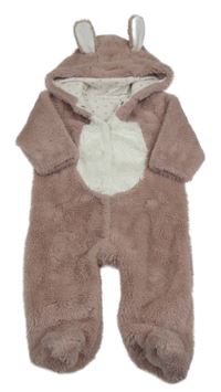 Starorůžová kožešinová podšitá kombinéza s kapucí - králík Next