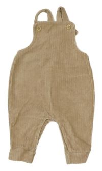 Béžové žebrované sametové laclové tepláky 