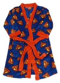 Červeno-modrý chlupatý vzorovaný župan - Superman