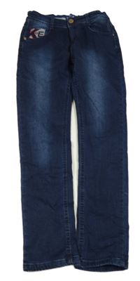 Tmavomodré teplákové skinny rifle