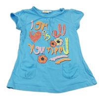 Modrá tunika s farebným nápisom kids