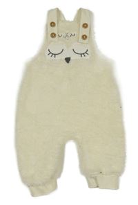 Smetanové chlupaté podšité laclové tepláky s očima Topomini