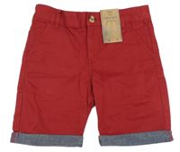 Nové - rubínové plátěné chino kraťasy F&F