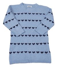 Modré svetrové šaty so srdiečkami Primark