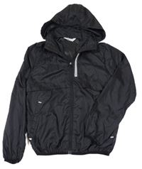 Čierna šušťáková jesenná bunda s kapucňou H&M
