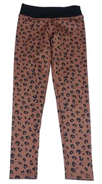 Rezavo-černé sportovní legíny s leopardím vzorem H&M
