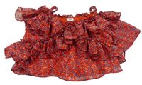 Červený květovaný crop top s volánky River Island