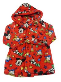 Červený plyšový župan s Mickeym a kamarády a kapucňou Disney