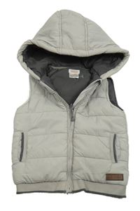 Sivá šušťáková zateplená vesta s kapucňou Mamas&Papas