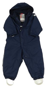 Tmavomodrá šušťáková zimná funkčná kombinéza s kapucňou Reima