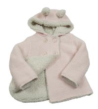 Světlerůžový pletený zateplený kabátek s kapucňou Nutmeg