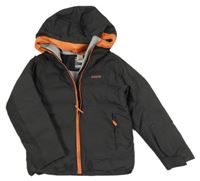 Antracitovo-oranžová šusťáková zimní funkční bunda s kapucí Wed´ze 