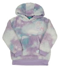 Bílo-fialovo-modrá huňatá batikovaná mikina s kapucí - Squishmallows George