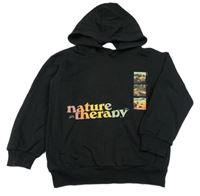 Čierna mikina s nápismi a obrázkami a kapucňou H&M