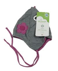 Nové - Sivo-fuchsiová čapica s květem Alana