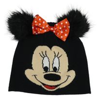 Černá čepice s bambulemi a mašlí - Minnie Primark